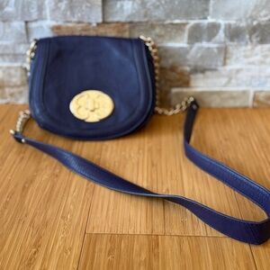 Emma Fox Purple Leather Crossbody Saddle Bag